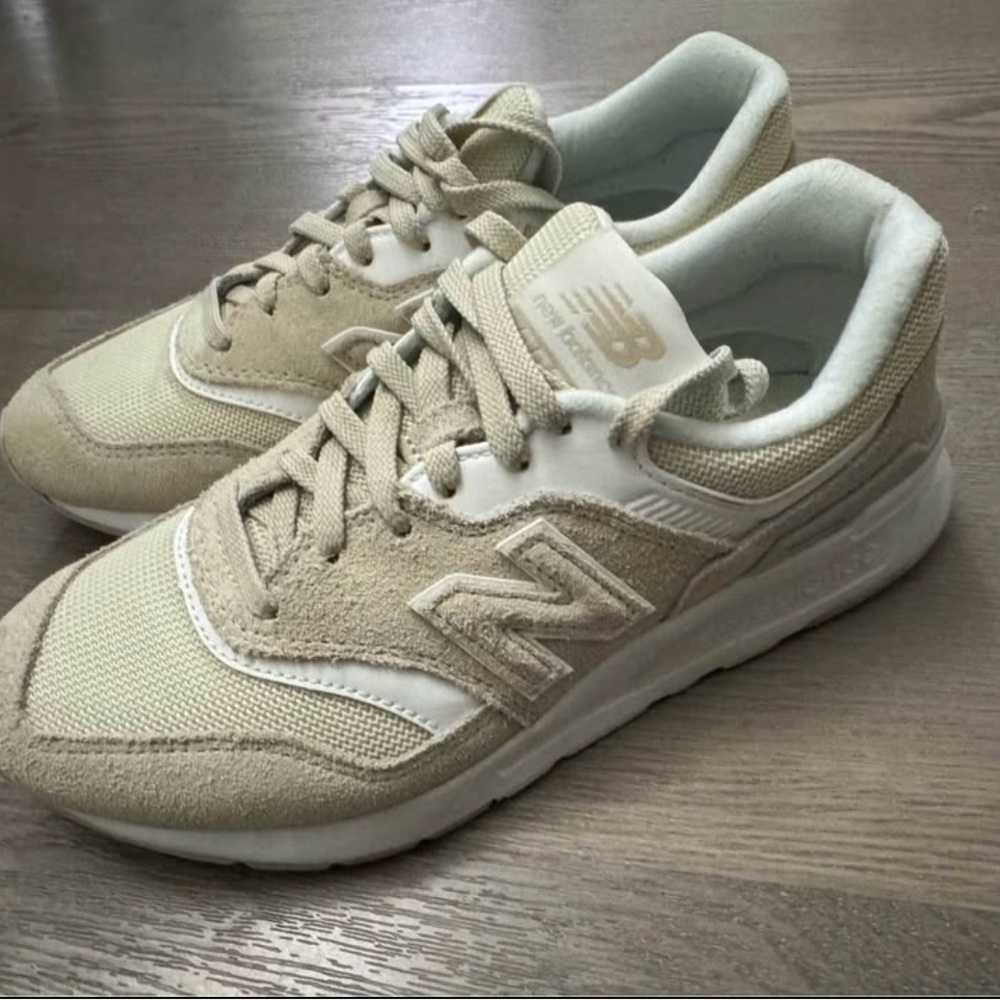 New Balance Tan and White Athletic Shoes